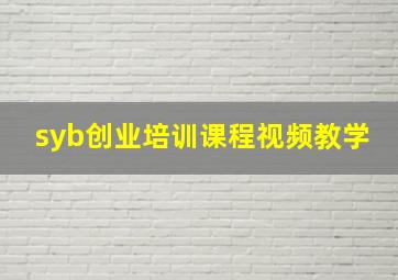 syb创业培训课程视频教学