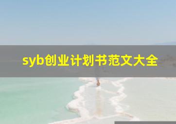 syb创业计划书范文大全