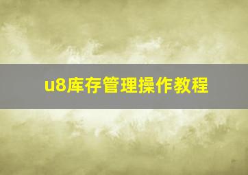 u8库存管理操作教程