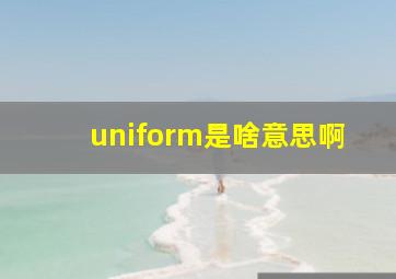 uniform是啥意思啊