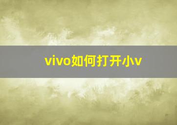 vivo如何打开小v