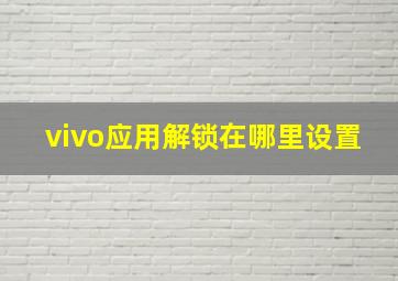 vivo应用解锁在哪里设置