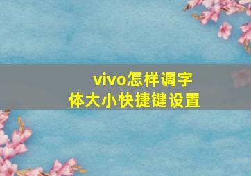 vivo怎样调字体大小快捷键设置