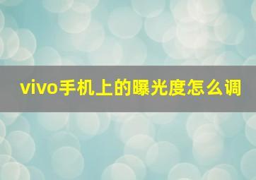 vivo手机上的曝光度怎么调