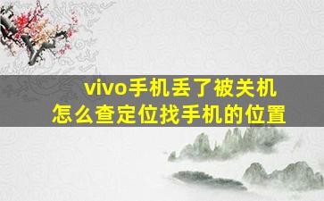 vivo手机丢了被关机怎么查定位找手机的位置