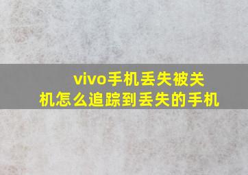 vivo手机丢失被关机怎么追踪到丢失的手机