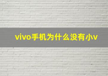 vivo手机为什么没有小v