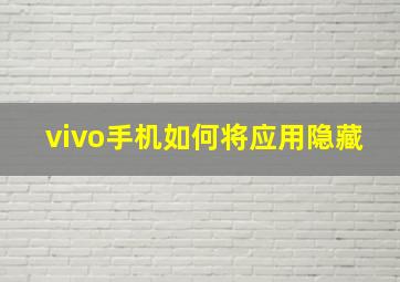 vivo手机如何将应用隐藏