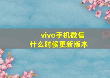 vivo手机微信什么时候更新版本