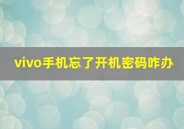 vivo手机忘了开机密码咋办