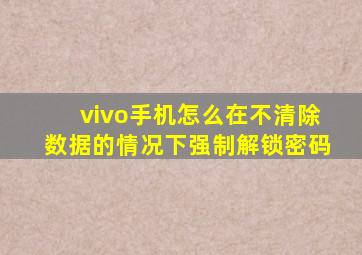 vivo手机怎么在不清除数据的情况下强制解锁密码