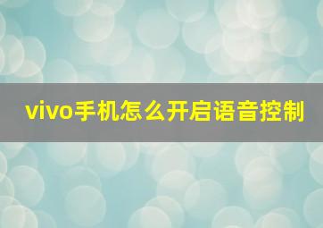 vivo手机怎么开启语音控制