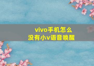 vivo手机怎么没有小v语音唤醒