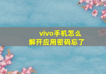 vivo手机怎么解开应用密码忘了