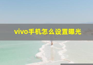 vivo手机怎么设置曝光