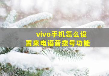 vivo手机怎么设置来电语音拨号功能