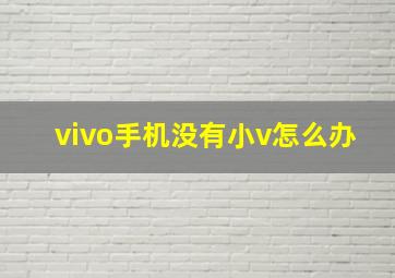 vivo手机没有小v怎么办