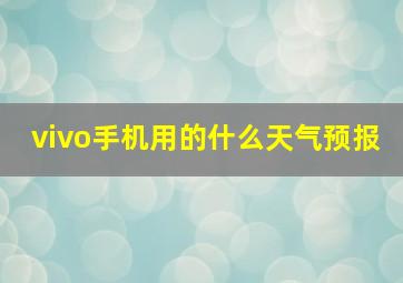 vivo手机用的什么天气预报