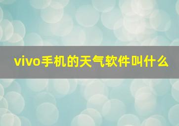 vivo手机的天气软件叫什么