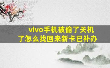 vivo手机被偷了关机了怎么找回来新卡已补办