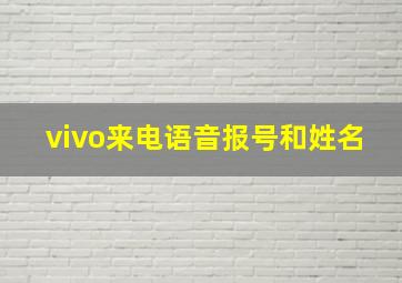 vivo来电语音报号和姓名