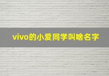 vivo的小爱同学叫啥名字