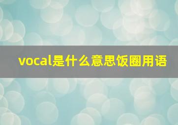 vocal是什么意思饭圈用语