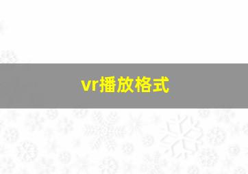 vr播放格式