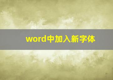 word中加入新字体