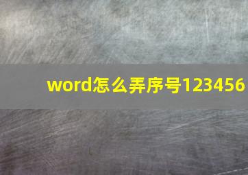 word怎么弄序号123456