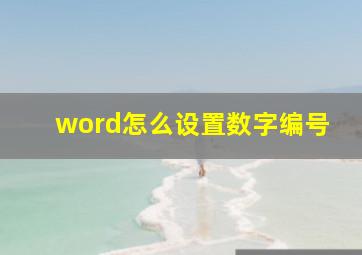 word怎么设置数字编号