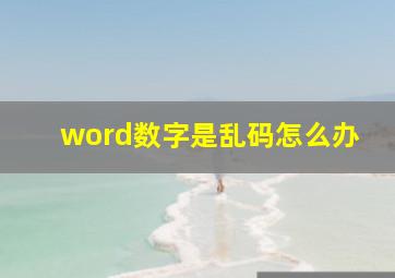 word数字是乱码怎么办