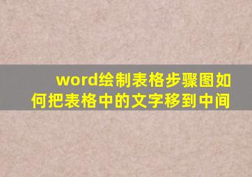 word绘制表格步骤图如何把表格中的文字移到中间