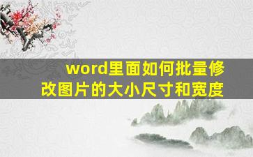 word里面如何批量修改图片的大小尺寸和宽度