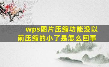 wps图片压缩功能没以前压缩的小了是怎么回事