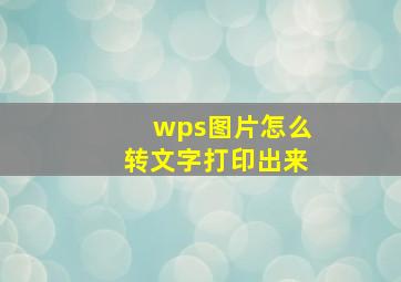 wps图片怎么转文字打印出来