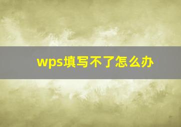 wps填写不了怎么办