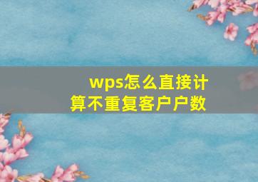 wps怎么直接计算不重复客户户数