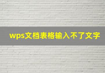 wps文档表格输入不了文字