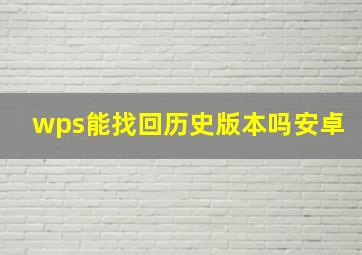 wps能找回历史版本吗安卓