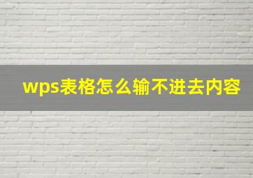 wps表格怎么输不进去内容