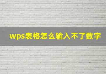 wps表格怎么输入不了数字