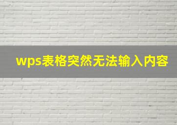 wps表格突然无法输入内容