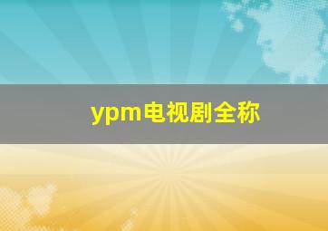 ypm电视剧全称