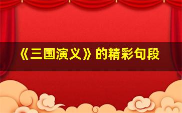 《三国演义》的精彩句段