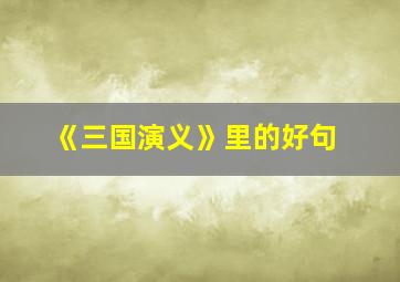 《三国演义》里的好句