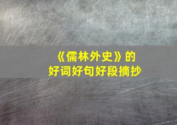 《儒林外史》的好词好句好段摘抄