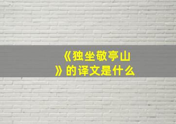 《独坐敬亭山》的译文是什么