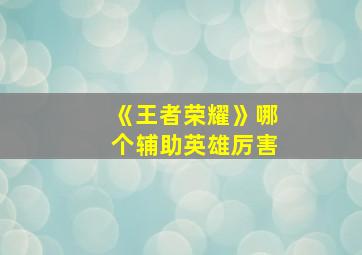 《王者荣耀》哪个辅助英雄厉害