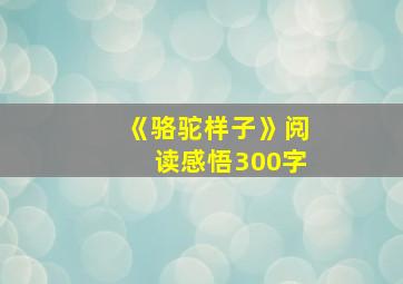 《骆驼样子》阅读感悟300字